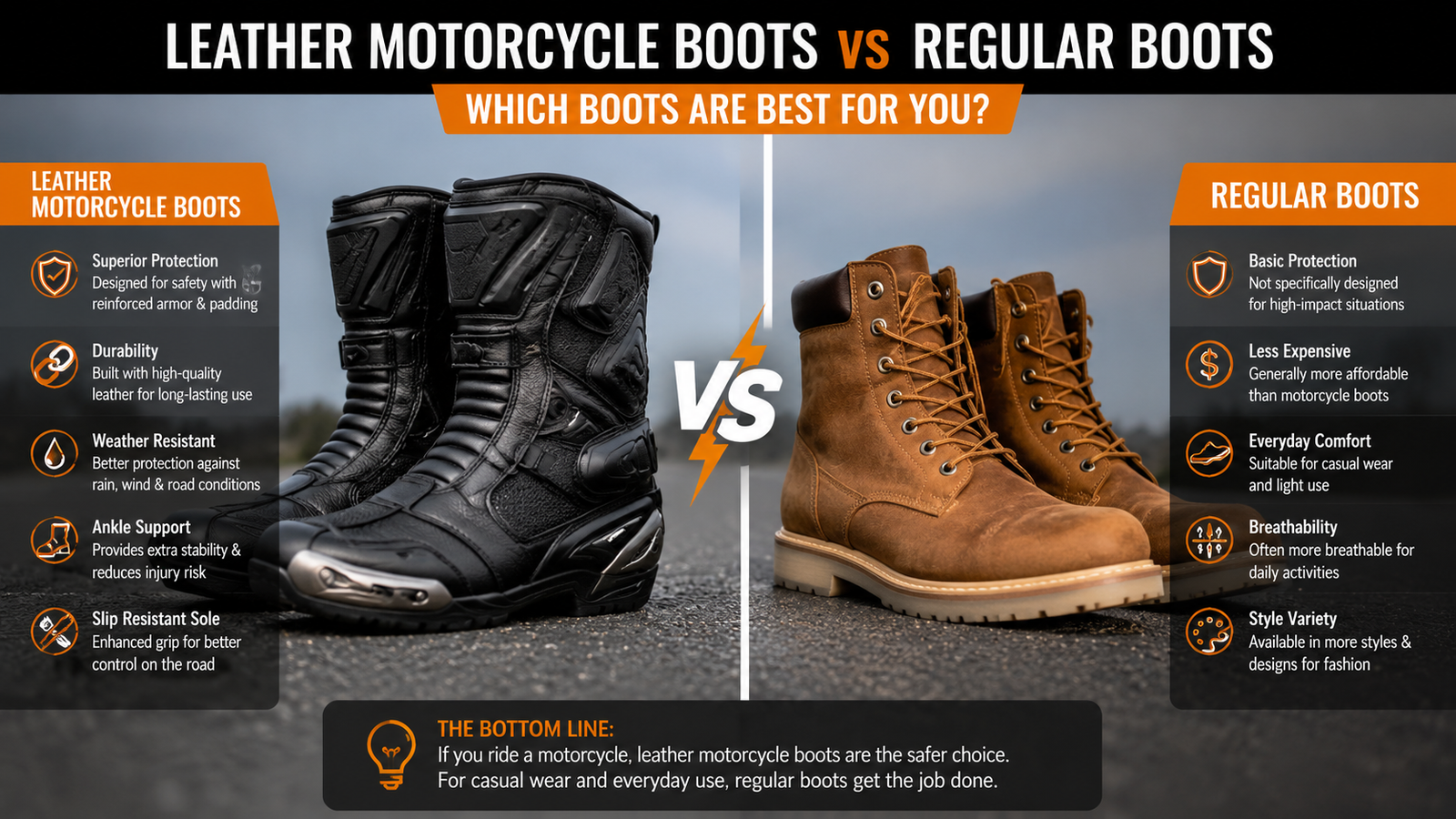 Leather Motorcycle Boots vs Regular Boots